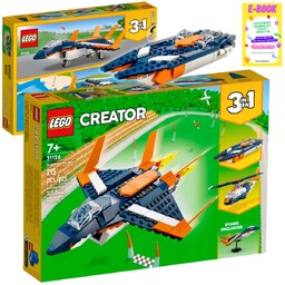 LEGO ODRZUTOWIEC SAMOLOT HELIKOPTER MOTORÓWKA CREATOR 3w1 KLOCKI