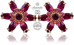 Kryształy Przepiękne Kolczyki Fuchsia Azure Rose Gold