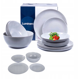 Serwis Obiadowy Talerze Komplet Zestaw 19el Szare Diwali