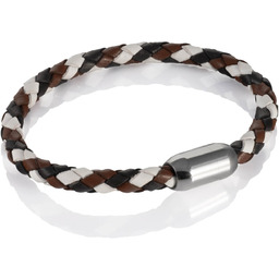Wielobarwna bransoletka pleciona ze skóry naturalnej B-22