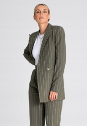 Elegancka MARYNARKA damska z podszewką DWURZĘDOWA oliwkowa