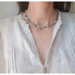 Pakamera Naszyjnik choker błękity, kolekcja TALIZMAN, amazonit, labradoryt,