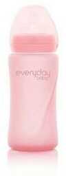 EVERYDAY BABY Szklana butelka ze smoczkiem M różowa
