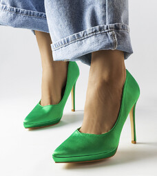Zielone satynowe szpilki Silje -38