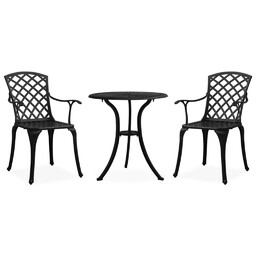 Emaga 3-cz. zestaw mebli bistro ze stopu aluminium,
