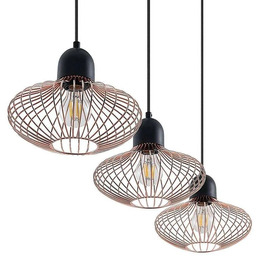 Lindby - Justinos 3 Lampa Wisząca Black/Copper