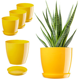 Doniczka na kwiaty z podstawką Agen 28cm żółty