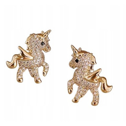 Kolczyki Jednorożce Jednorożec Z Diamencikami Złoty Unicorn