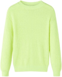 Sweter dziecięcy z dzianiny, żółty neonowy, 140