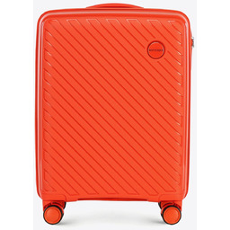 Mała walizka z polipropylenu w tłoczone paski pomarańczowa