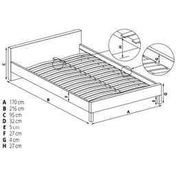 Łóżko tapicerowane z szufladą beżowe 160x200 cm Merida