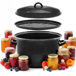 Garnek Tradycyjny Emaliowany 15L Pokrywką do Smażenia Dżemów