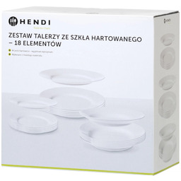 Zestaw talerzy ze szkła hartowanego 18 el. Hendi