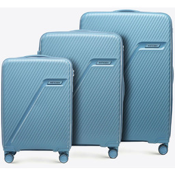 Zestaw walizek z polipropylenu w ukośne pasy niebieska