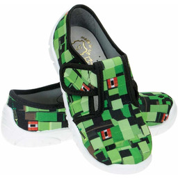 Kapcie dziecięce przedszkolne KLOCKI na rzepy wkładka skóra