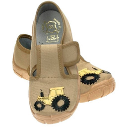 Kapcie dziecięce przedszkolne TRAKTOR na rzepy wkładka skóra