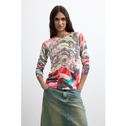 Desigual Cienki sweter z nadrukiem