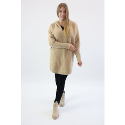 Płaszcz alpaka z kapturem Anastazja Beżowa UNI