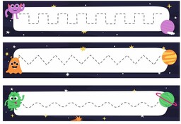 Grafomotoryka szlaczki: zestaw kosmos- naklejka na ścianę