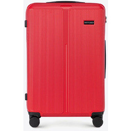 Średnia walizka z ABS-u w drobne paski czerwona