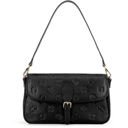 Damska torebka skórzana tłoczona w monogram czarna