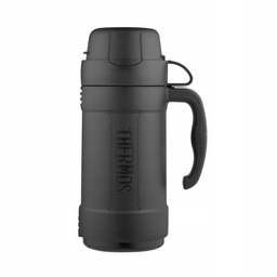 Szklany termos z jednym kubkiem czarny 0,5L