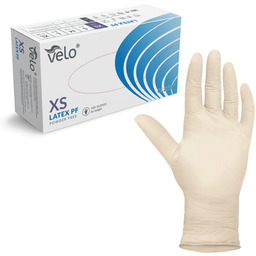 VELO LATEX PF XS Rękawice lateksowe bezpudrowe, niesterylne,