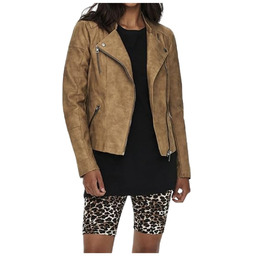 Kurtka damska Only Lava Faux Leather Biker brązowa