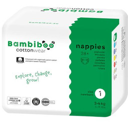 Bambiboo Cottonwear Jednorazowe pieluszki z bawełną organiczną, rozmiar