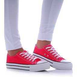 Fuksjowe trampki damskie na platformie