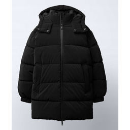 Zara długa pikowana kurtka płaszcz chłopięca czarny 140