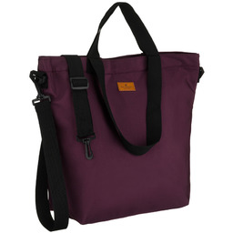 Duża, fioletowa shopperka damska zawieszona na wygodnych uchwytach