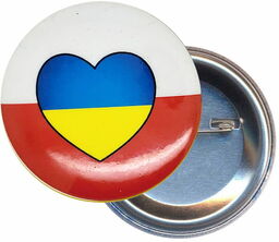 Przypinka, button 50mm, broszka flaga Polska-Ukraina