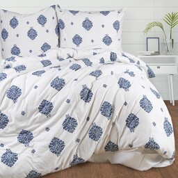 Darymex Pościel jersey 220x200 Ornamenty biała granatowa 2203