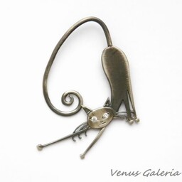 Wisiorek srebrny - Kot Filemon czarny