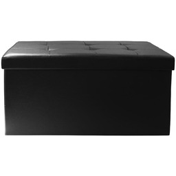 Pufa Intesi Velse czarna ze schowkiem składana ekoskóra