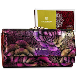 Zdobiony portfel ze skóry naturalnej duży pojemny PETERSON