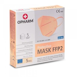 OPHARM Maska Ochronna FFP2 brzoskwiniowa, 5szt.