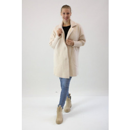 Klasycznym płaszcz Alpaka Marcela Big Kremowy UNI