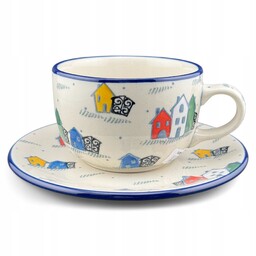 Filiżanka ze spodkiem Unikat Domki 200 ml dek.