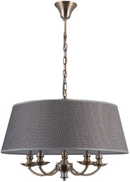 Lampa wisząca szara z abażurem 5-punktowa mosiężna PND-43272-5A