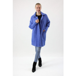 Klasycznym płaszcz Alpaka Marcela Standard Niebieski UNI