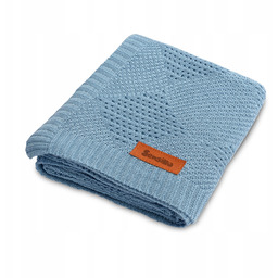 Sensillo Kocyk Ażurowy Bambusowy 80x100 Niebieski