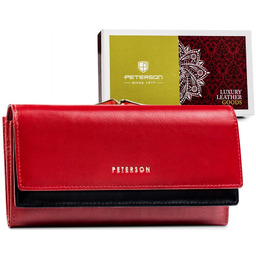 Skórzany damski portfel Peterson na zatrzask duża portmonetka