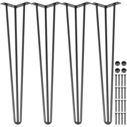 Nogi do stołu czarne, stal węglowa, 50,8 cm,
