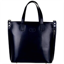 Vezze torba skórzana shopper bag granatowa XL