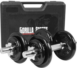 2x 10kg hantle żeliwne, regulowane 30mm Gorilla Sports