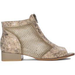 Maciejka Botki Damskie Skórzane Ażurowe Beżowo Złote-38