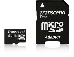Transcend Karta pamięci Micro SDHC6 4GB + adapter