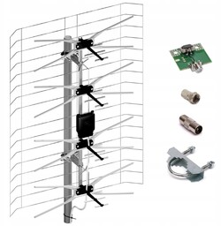 Antena Tv zewnętrzna DVB-T2 siatkowa ASP-8 symetryzator MUX-8